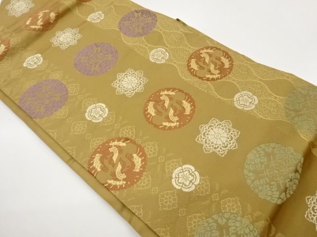 JAPANESE NAGOYA OBI / WOVEN FLOWER CREST